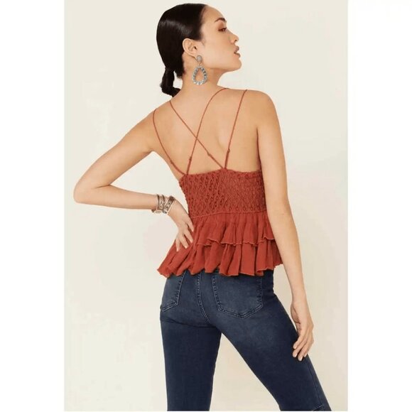 NWT Free People Intimately Adella Cami Top Lace Gauze Smock Winding Roads - Picture 7 of 16